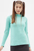 Women Sky Blue Highneck Full sleeves T-shirt